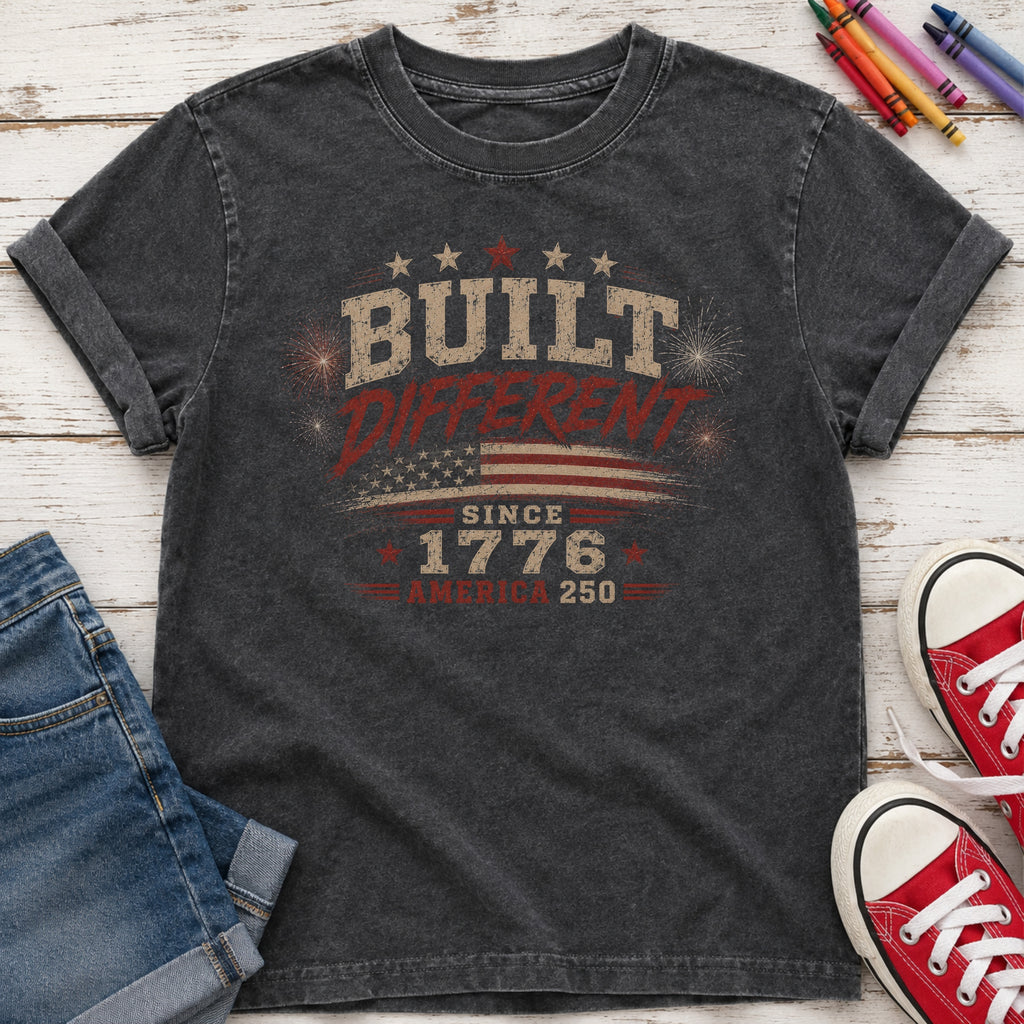 Built Different America 250 Youth T-Shirt, Vintage ‘Since 1776’ Patriotic Tee