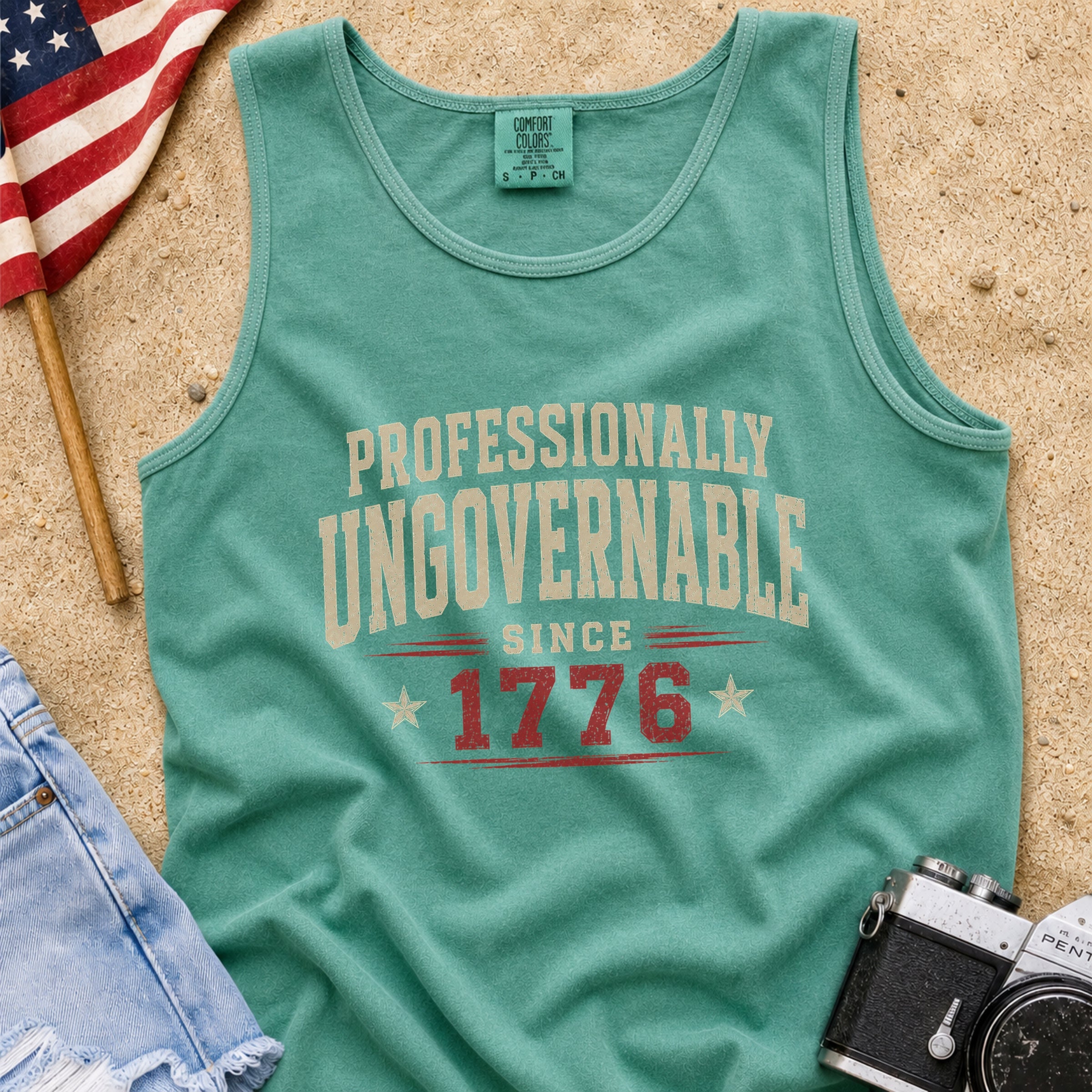 Professionally Ungovernable Since 1776 Tank Top, Patriotic Independence Day Muscle Tee