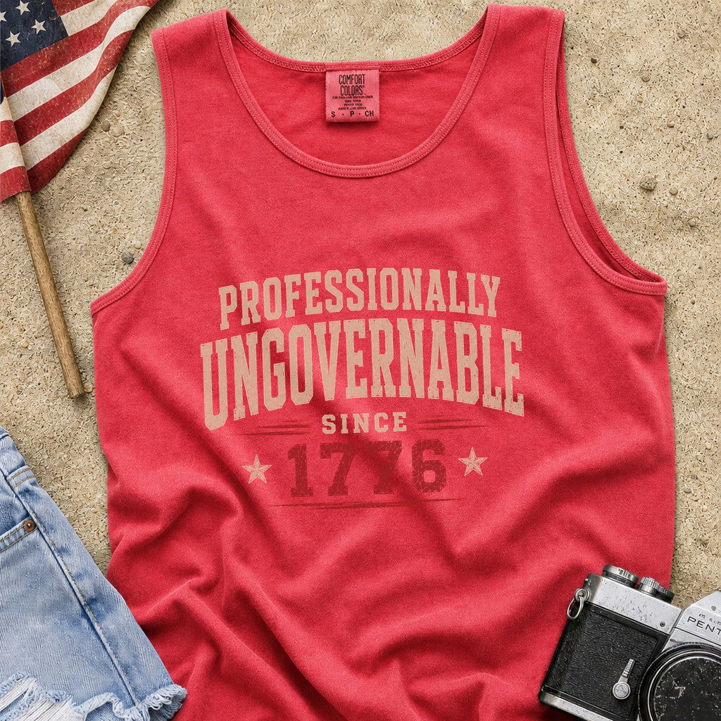 Professionally Ungovernable Since 1776 Tank Top, Patriotic Independence Day Muscle Tee