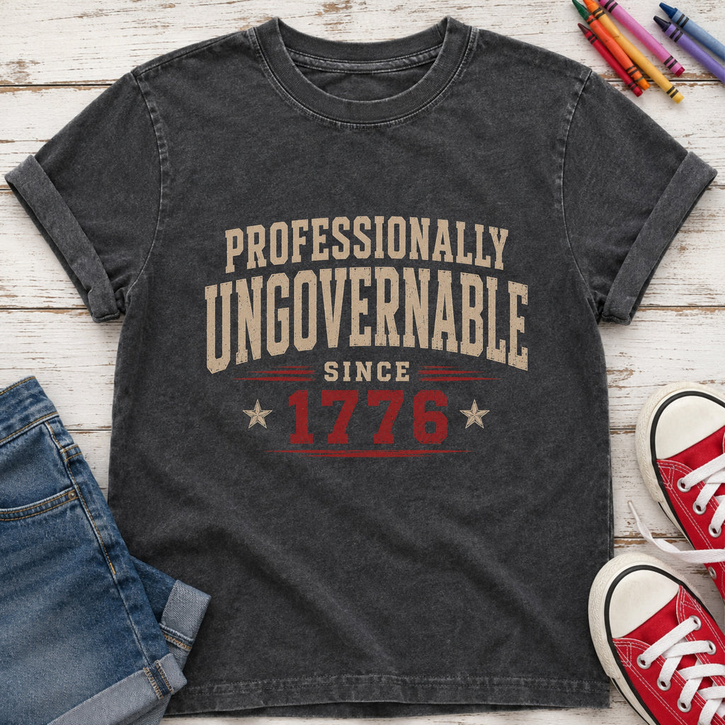 Professionally Ungovernable Since 1776 Youth T‑Shirt, Patriotic Independence Day Tee