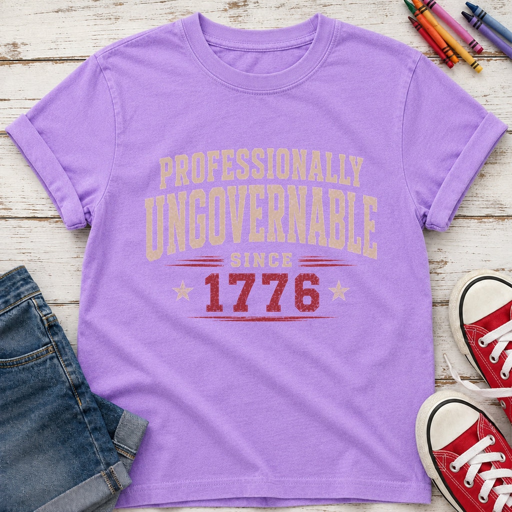 Professionally Ungovernable Since 1776 Youth T‑Shirt, Patriotic Independence Day Tee