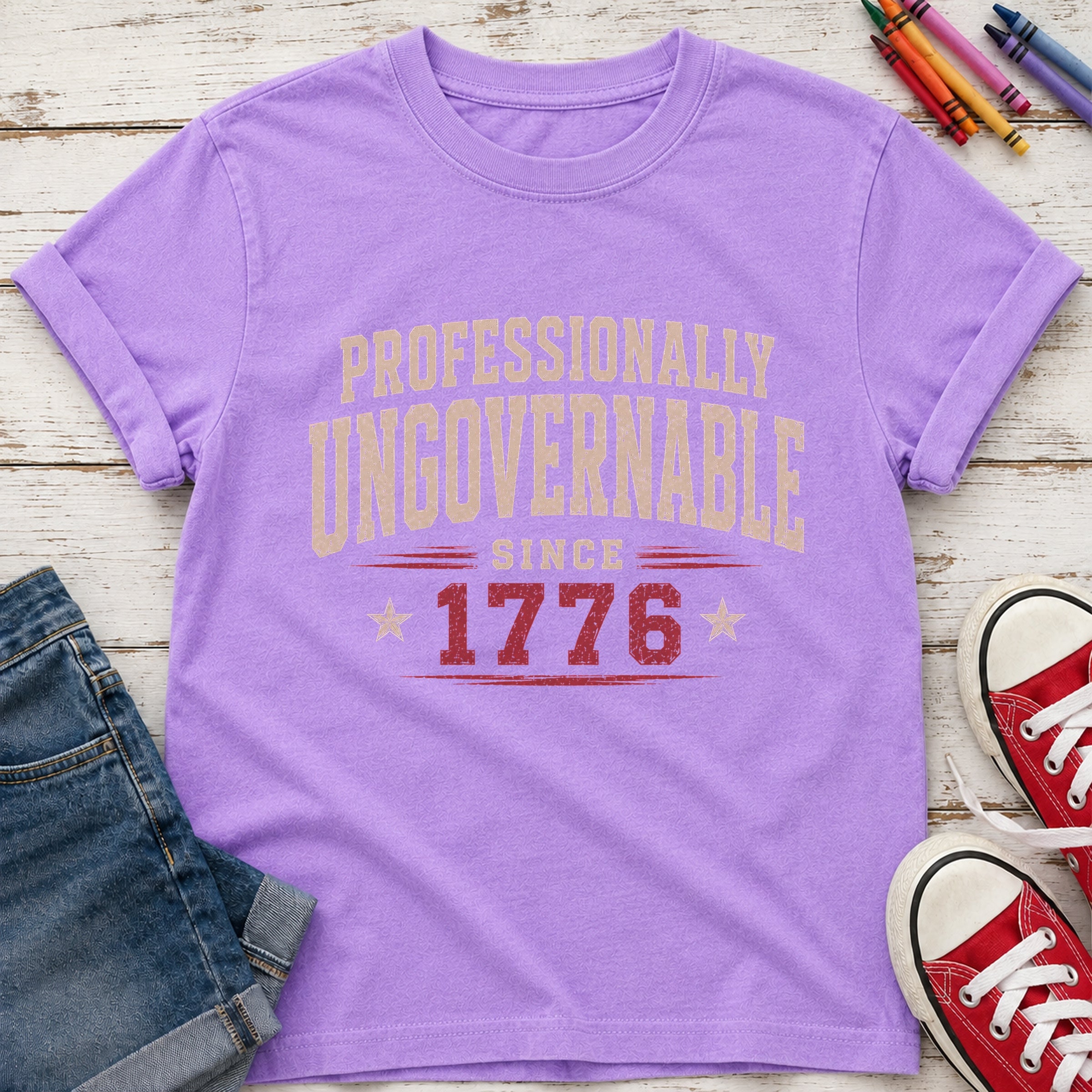 Professionally Ungovernable Since 1776 Youth T‑Shirt, Patriotic Independence Day Tee