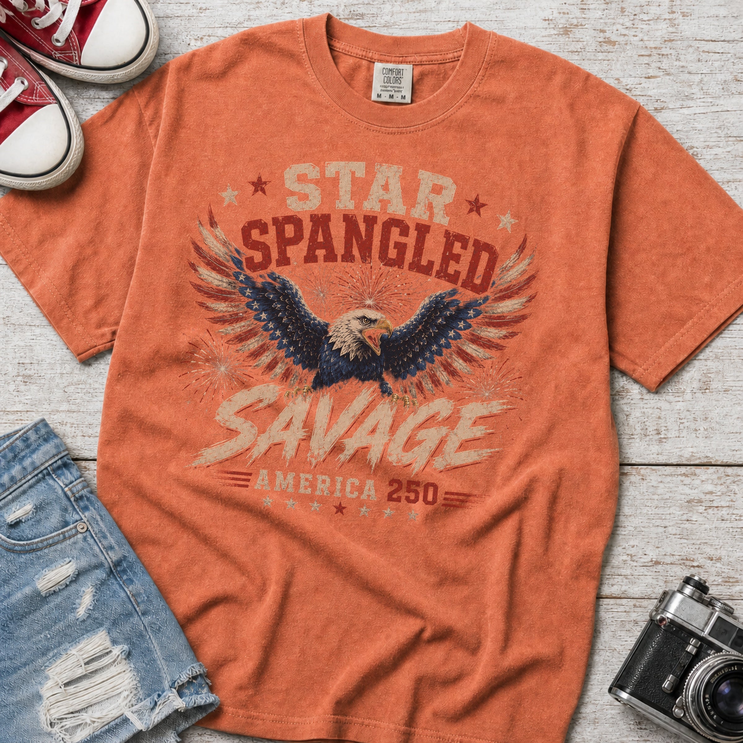 Star Spangled Savage Vintage America Eagle Patriotic T-Shirt