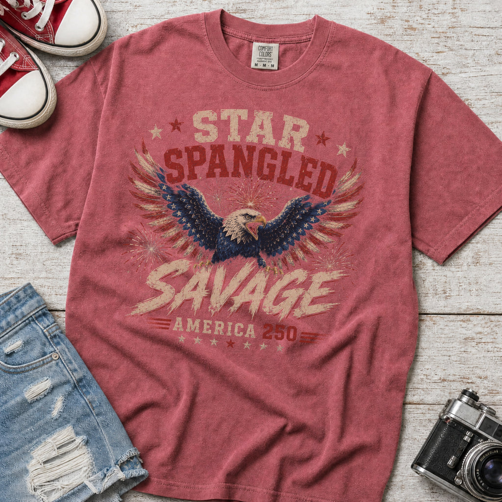 Star Spangled Savage Vintage America Eagle Patriotic T-Shirt