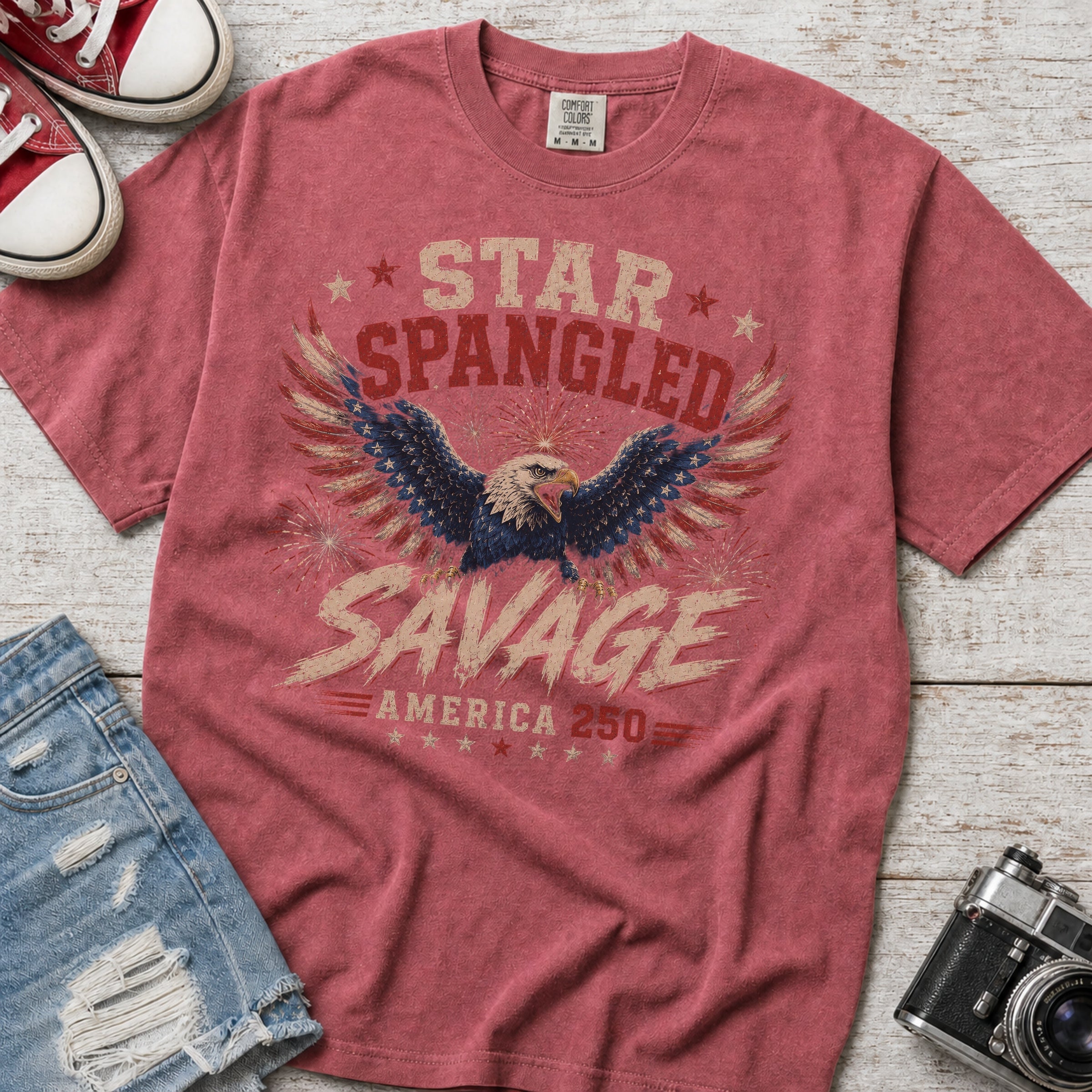 Star Spangled Savage Vintage America Eagle Patriotic T-Shirt