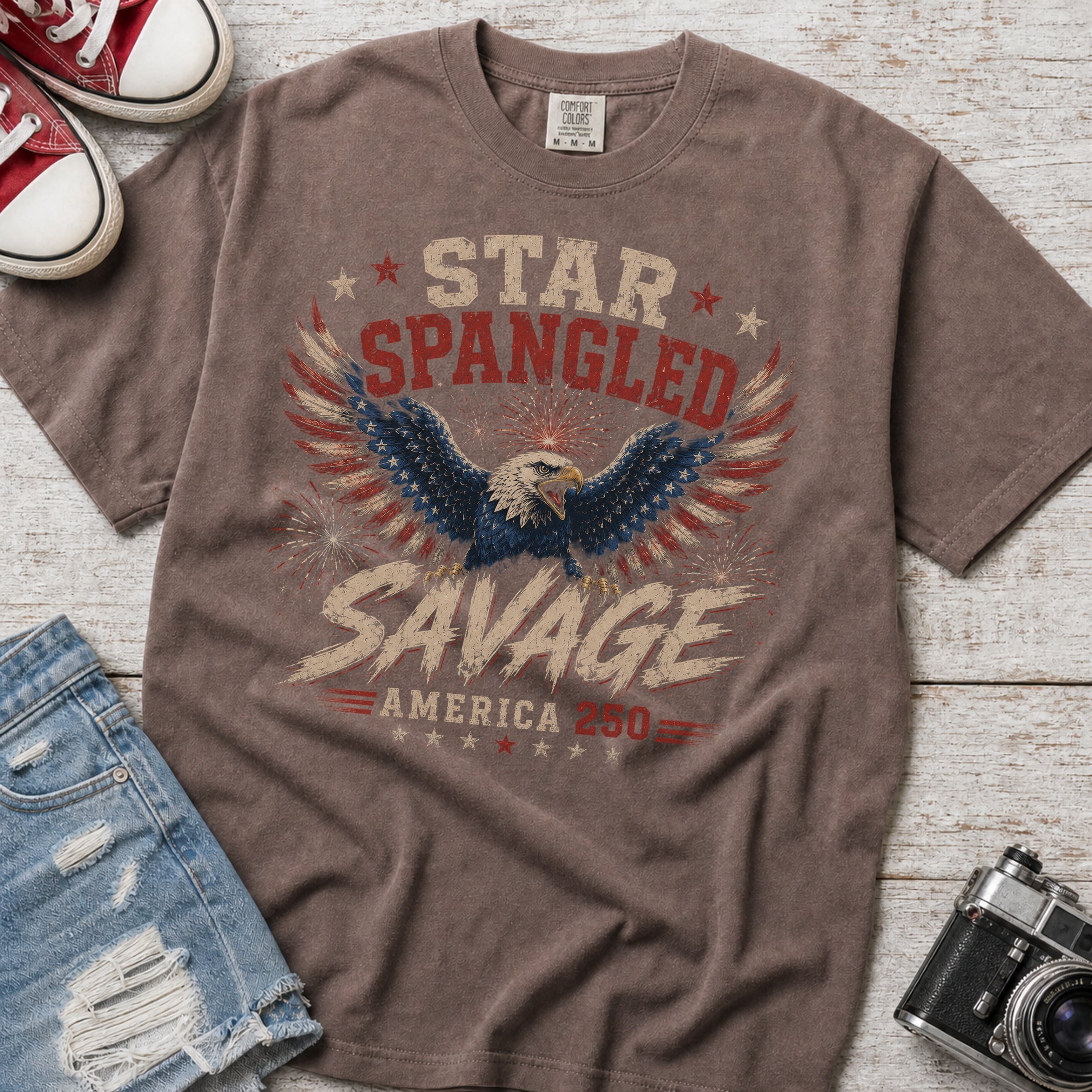 Star Spangled Savage Vintage America Eagle Patriotic T-Shirt