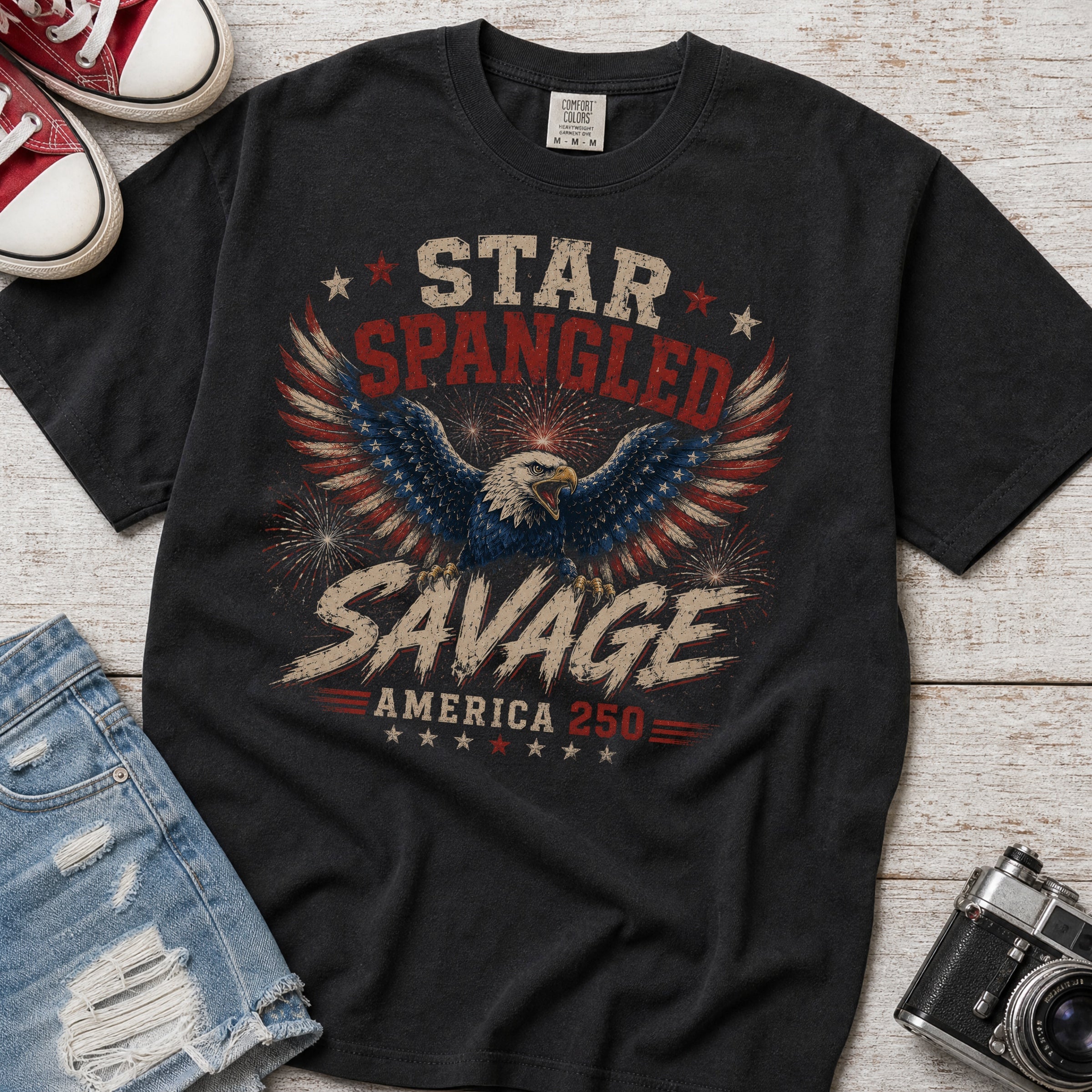 Star Spangled Savage Vintage America Eagle Patriotic T-Shirt