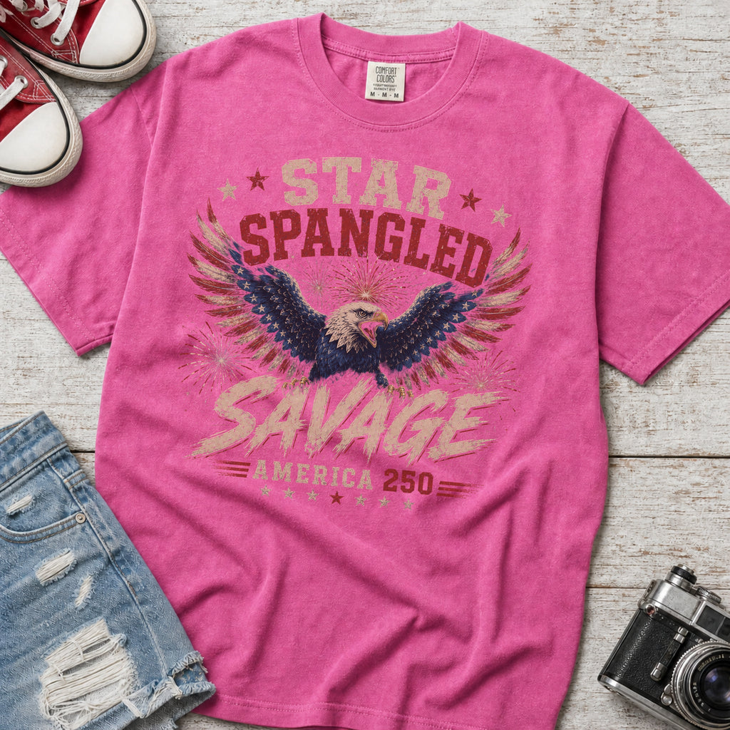 Star Spangled Savage Vintage America Eagle Patriotic T-Shirt