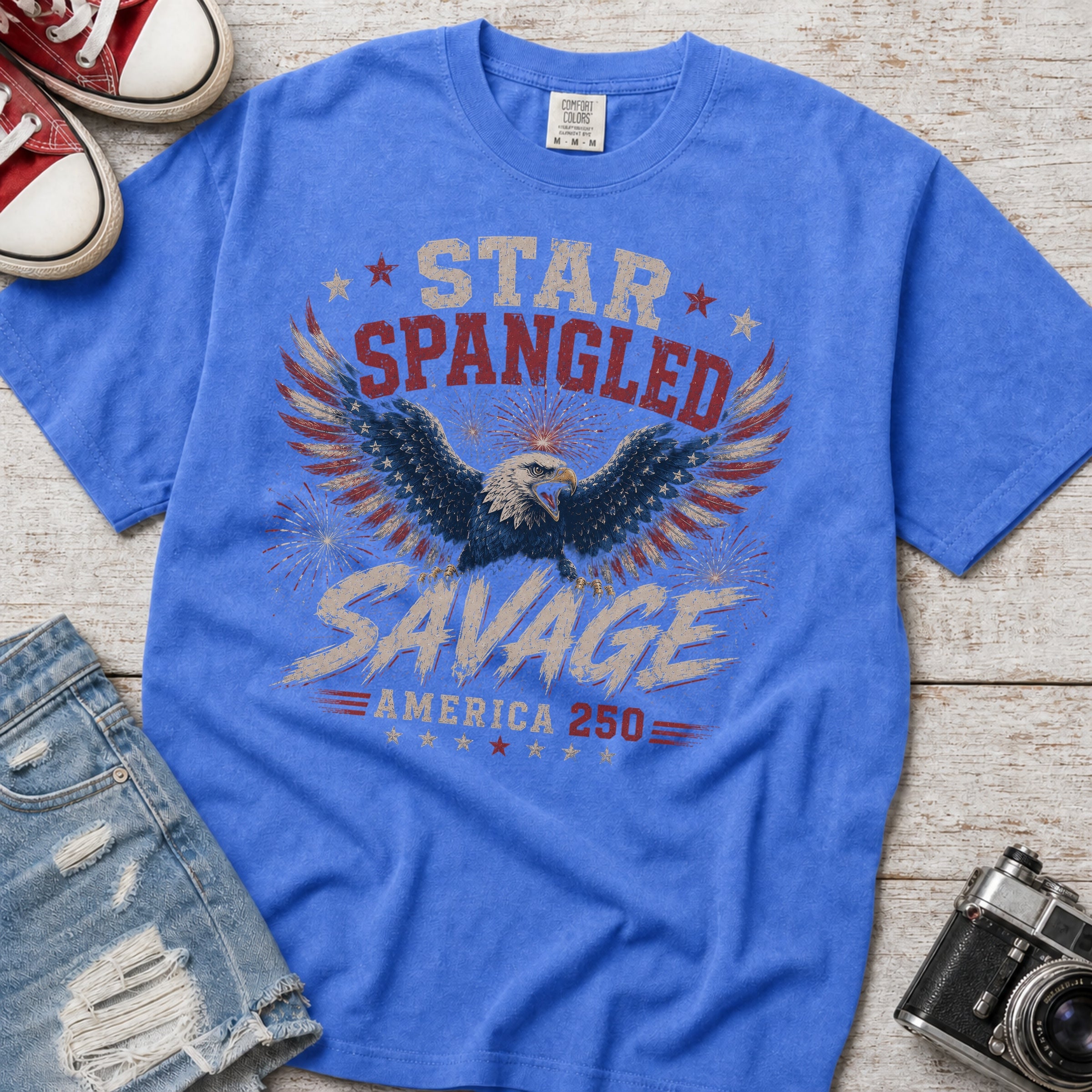 Star Spangled Savage Vintage America Eagle Patriotic T-Shirt
