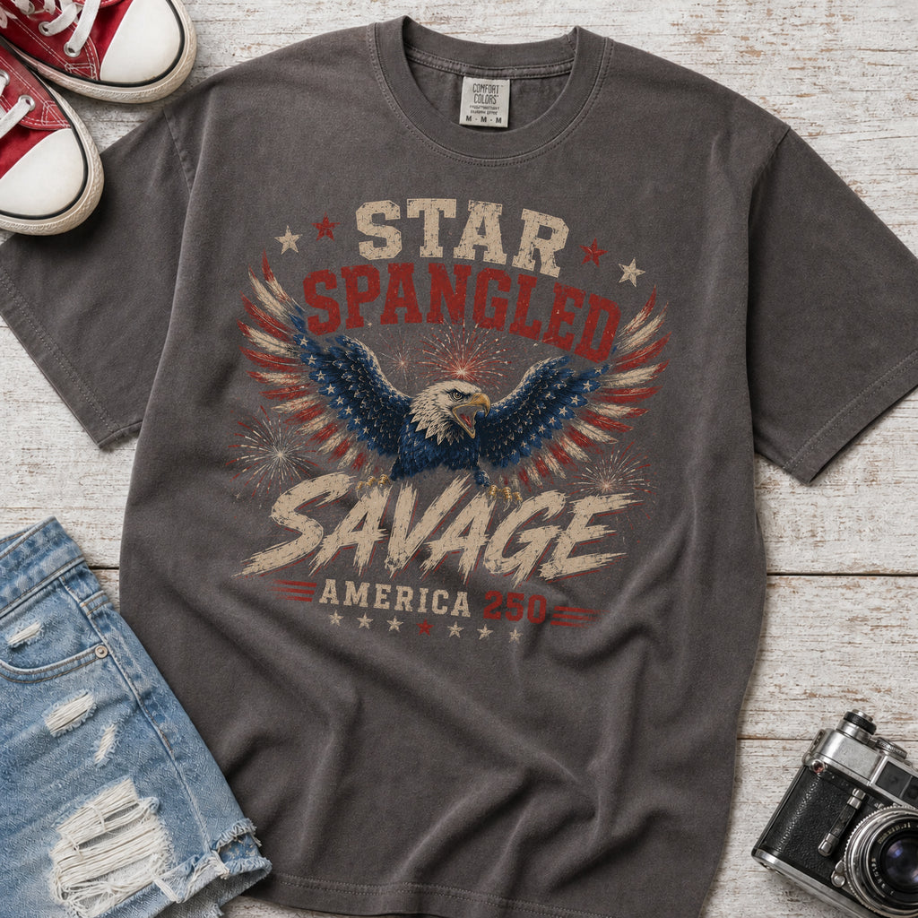 Star Spangled Savage Vintage America Eagle Patriotic T-Shirt