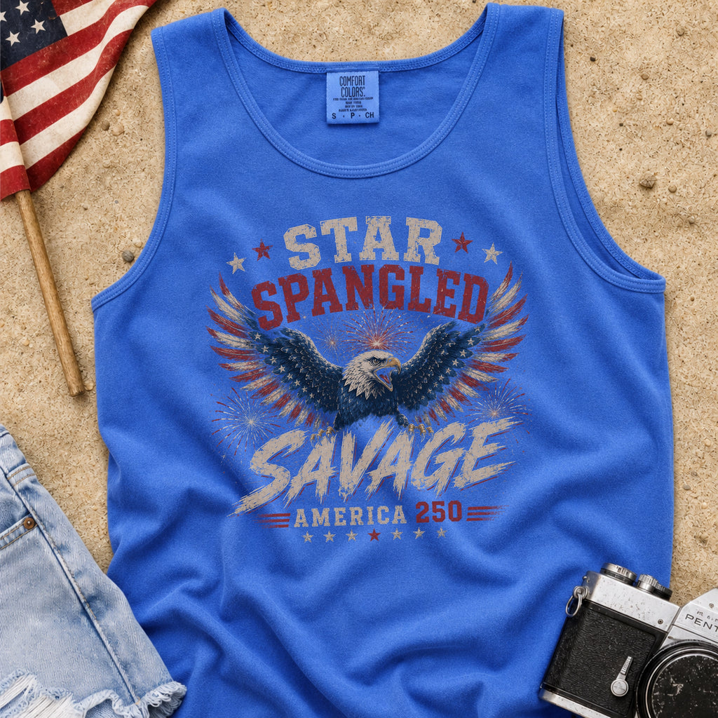 Star Spangled Savage Vintage America Eagle Patriotic Tank Top
