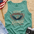 Star Spangled Savage Vintage America Eagle Patriotic Tank Top