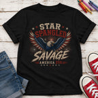 Star Spangled Savage Vintage America Eagle Patriotic Youth Tee