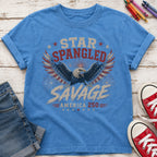 Star Spangled Savage Vintage America Eagle Patriotic Youth Tee