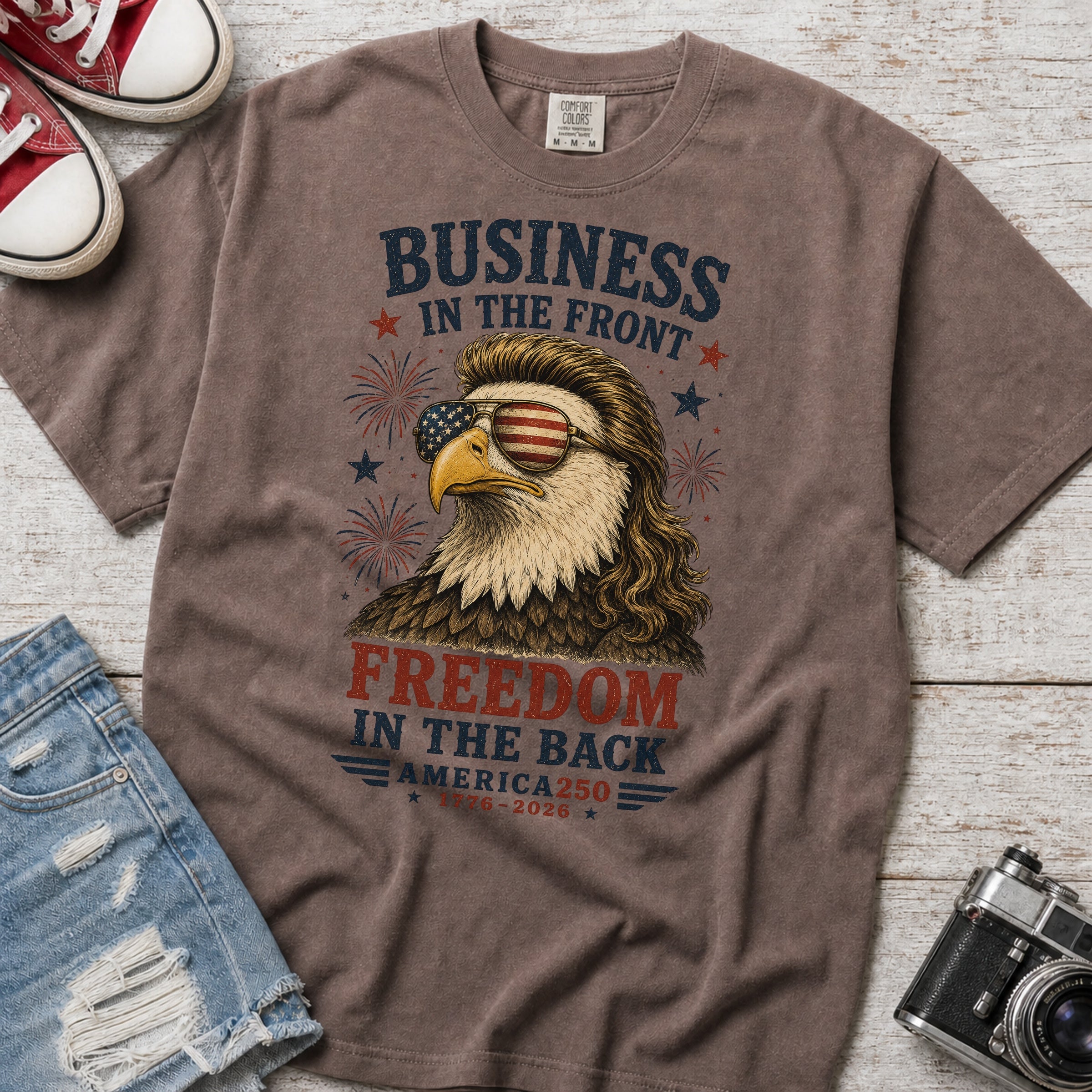 Business in the Front, Freedom in the Back America 250 Eagle T-Shirt