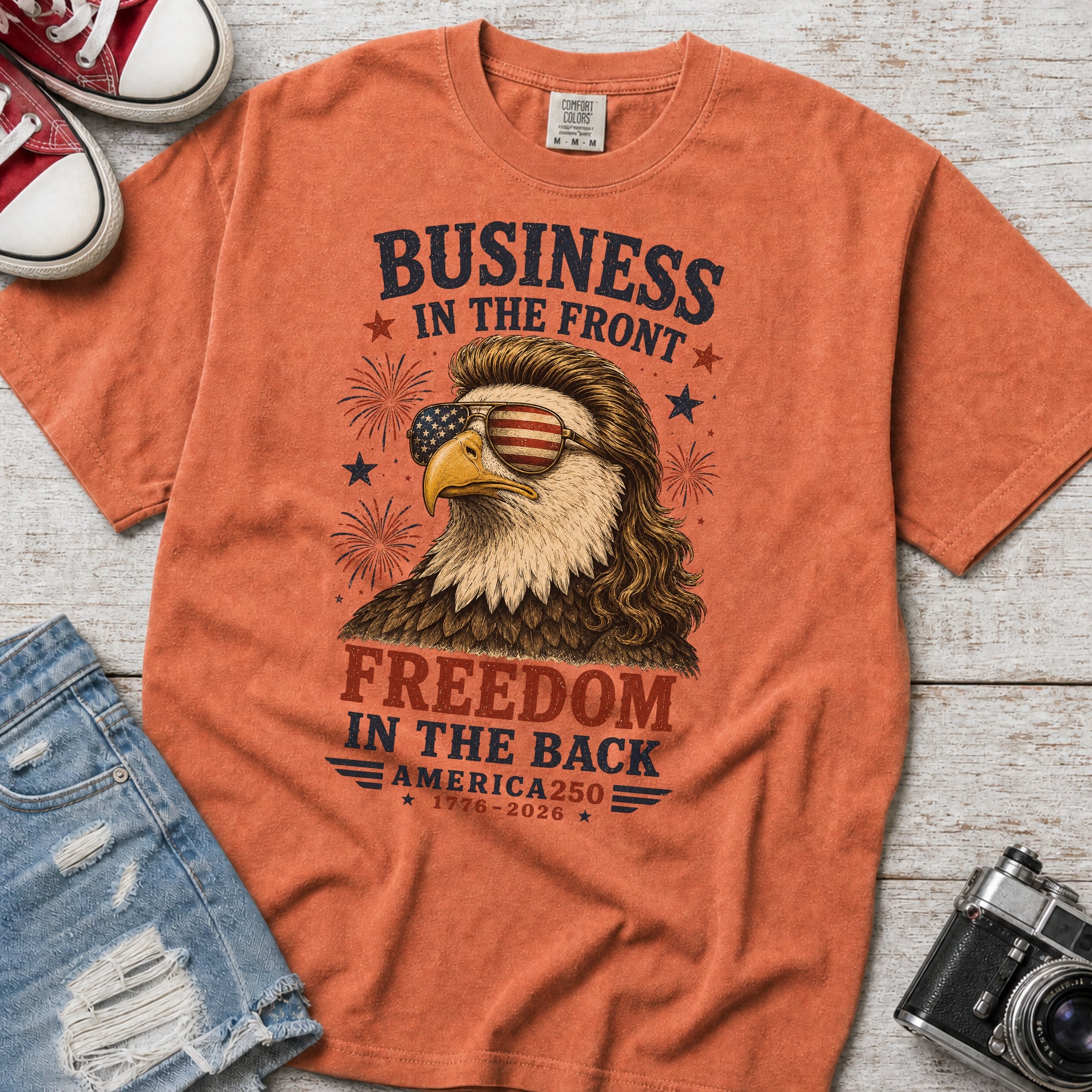 Business in the Front, Freedom in the Back America 250 Eagle T-Shirt