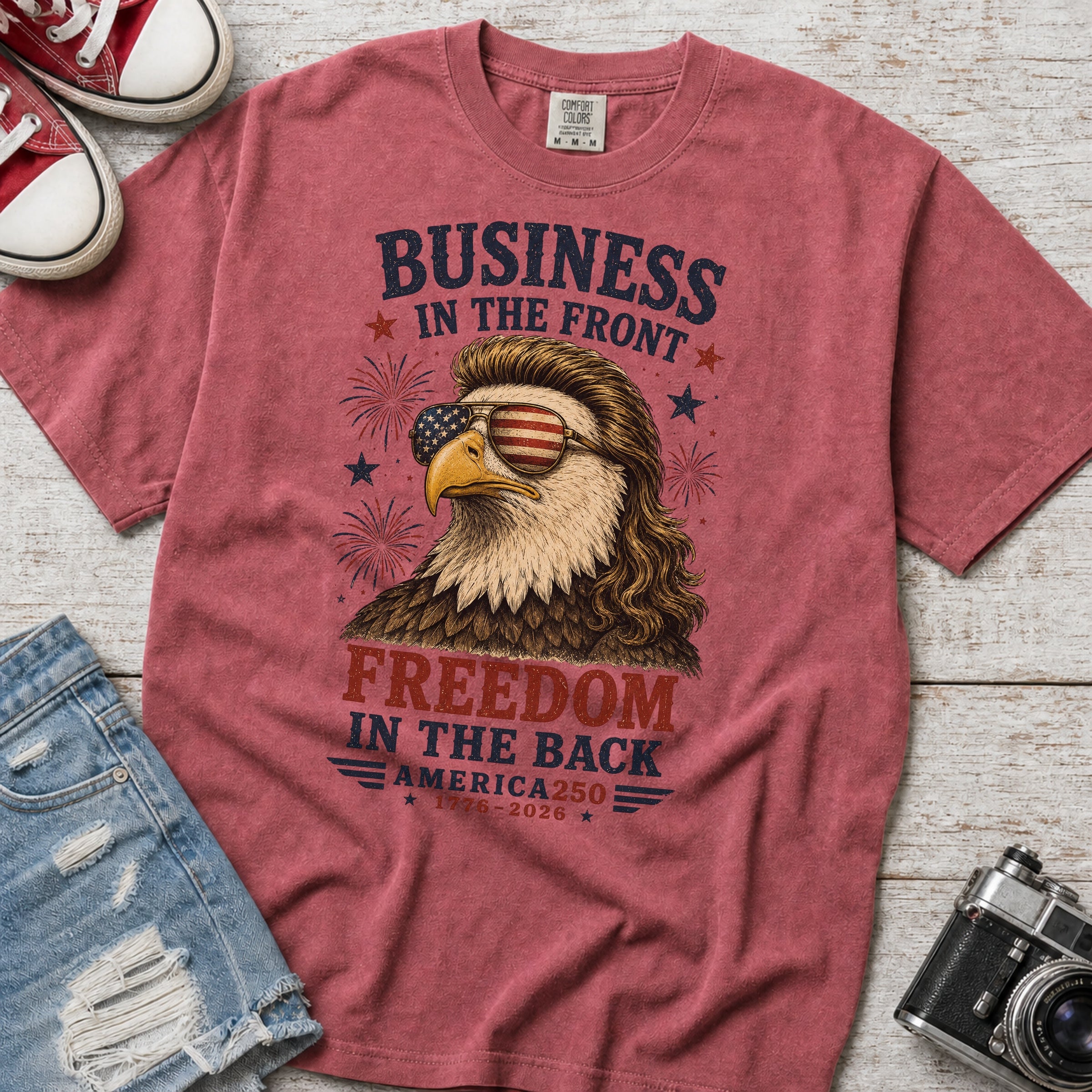 Business in the Front, Freedom in the Back America 250 Eagle T-Shirt