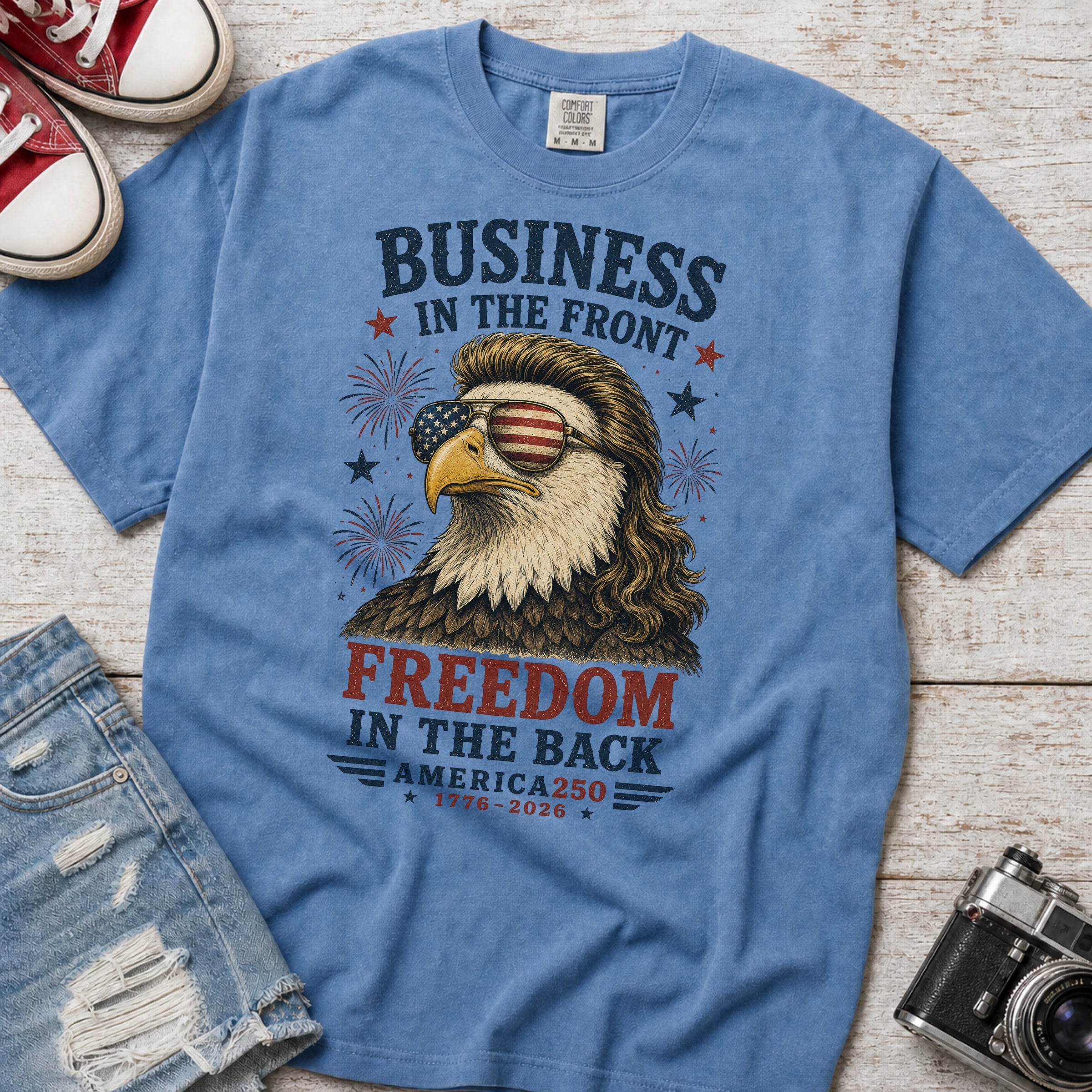 Business in the Front, Freedom in the Back America 250 Eagle T-Shirt