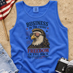 Business in the Front, Freedom in the Back America 250 Eagle Tank Top
