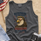 Business in the Front, Freedom in the Back America 250 Eagle Tank Top