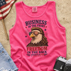 Business in the Front, Freedom in the Back America 250 Eagle Tank Top