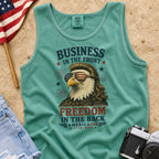Business in the Front, Freedom in the Back America 250 Eagle Tank Top