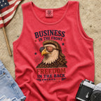 Business in the Front, Freedom in the Back America 250 Eagle Tank Top