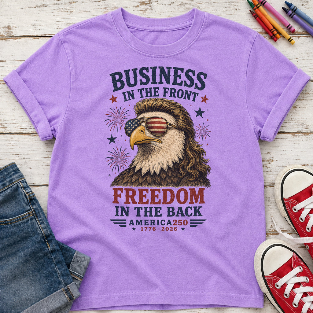 Business in the Front, Freedom in the Back America 250 Eagle Youth Tee