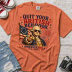 George Washington "Quit Your British Behavior" America 250 Patriotic T-Shirt