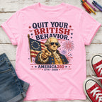 George Washington "Quit Your British Behavior" America 250 Patriotic Youth Tee